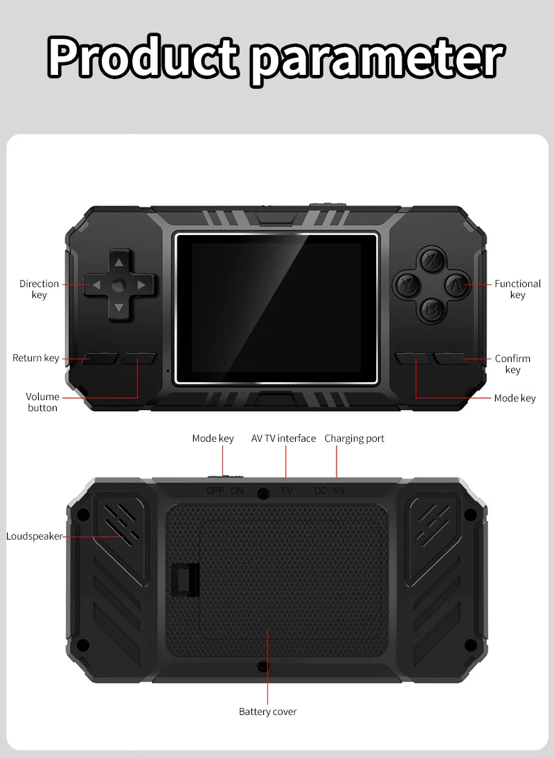 Retro Portable Mini Handheld Game Console 8-Bit 3.0 Inch Color LCD Game Player Built-in 500 Games