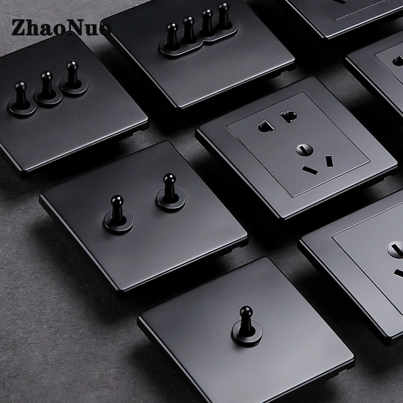 14 Gang 2 Way Wall Light Brass Lever Toggle Switch Black PC Semimatte