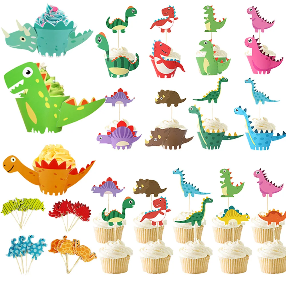 Description Picture 2 of itemDinosaur Cake Topper Cute Cartoon Jungle Safari Dino Birthday Cake Decoration Boys Kids Dinosaur Themed Baby Shower Party Supply