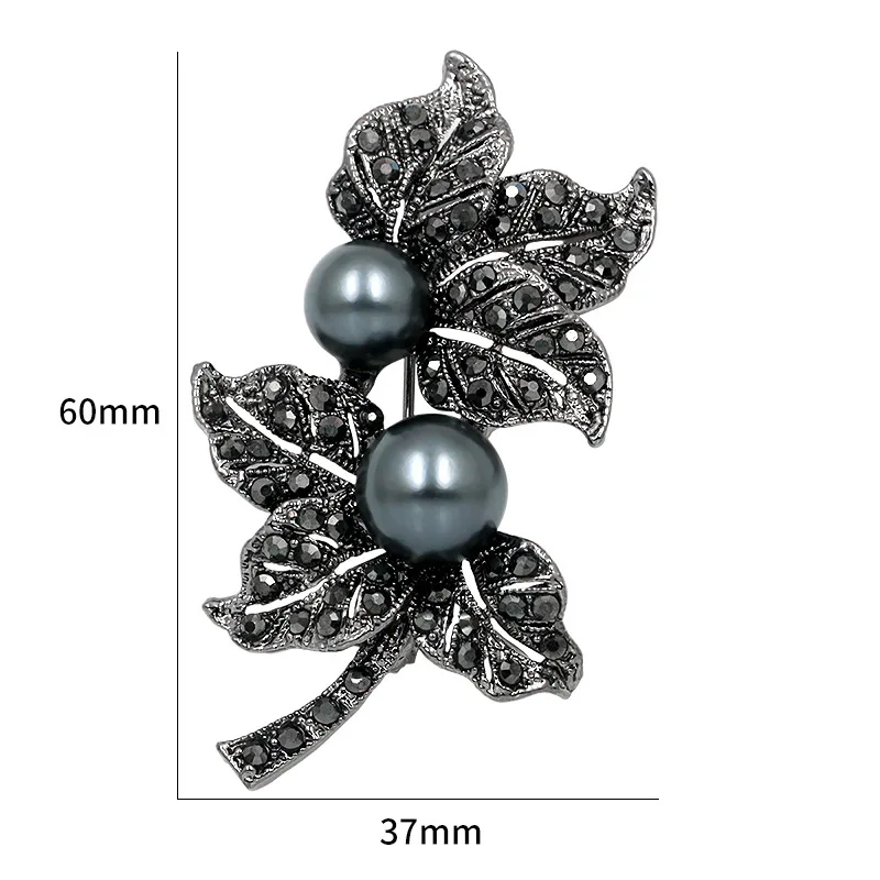 Trendy High Grade Black Pearls Brooches For Women Vintage Charm Inlaid Rhinestone Flower Brooch Pins Jewelry Party Wedding Gifts images - 6