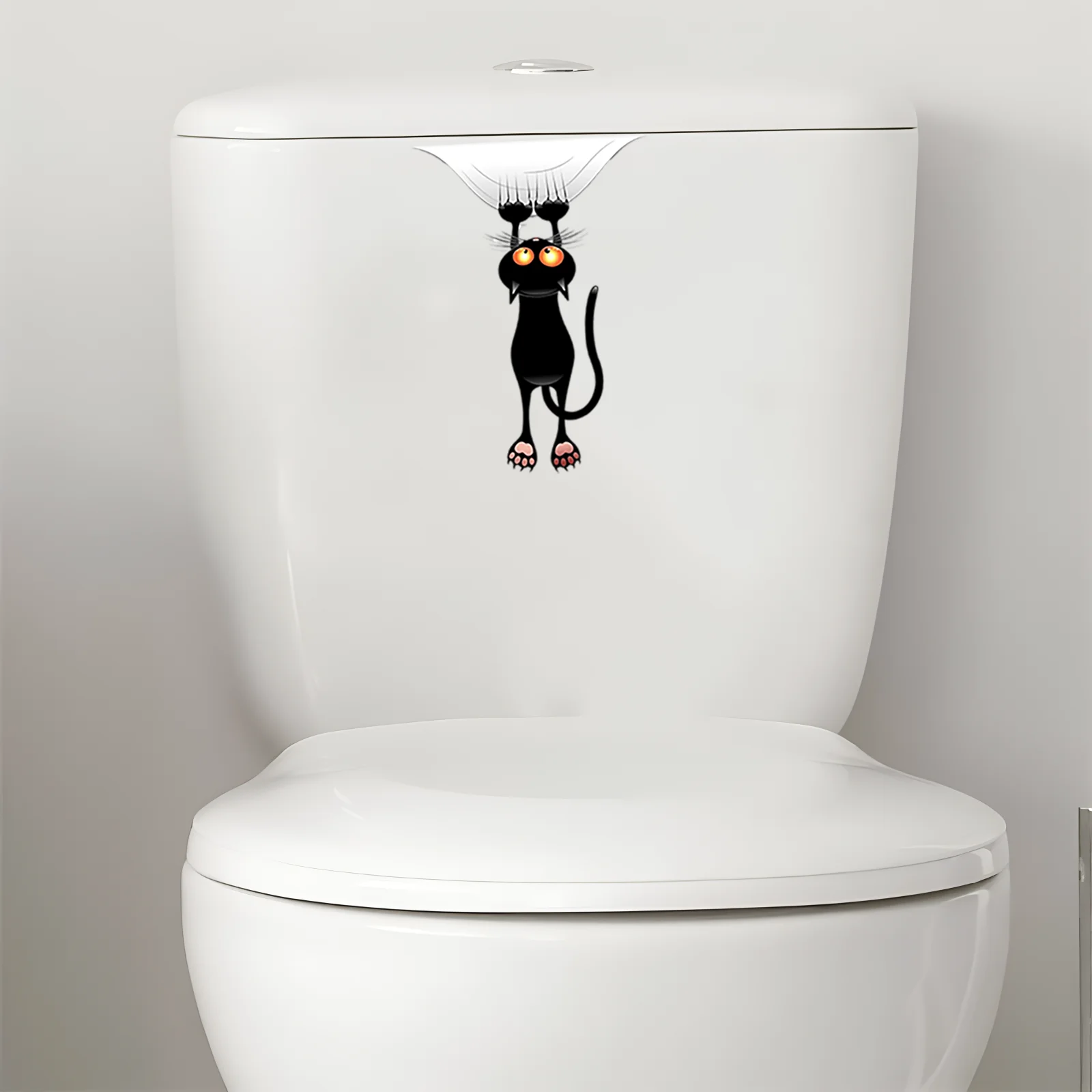 Toilet Cartoon Children's Urinal Toilet Lid Bathroom Door Home Decoration Fun Stickers Black Cat Scratching The Ground E24