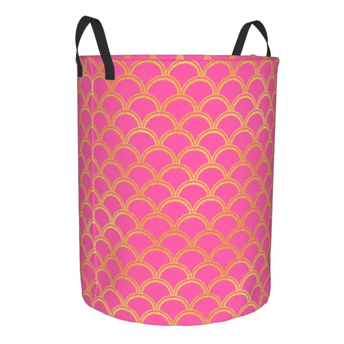 Pink Gold Mermaid Scale Wave Pattern Laundry Hamper Large Clothes Storage Basket Toys Bin Organizer for Nursery