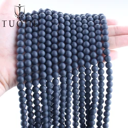 Natural Shungite Gemstone Beads - Round Loose Black Healing Energy Beads - 8 - 8.5mm(43 - 45pcs) (231Matte onyx)