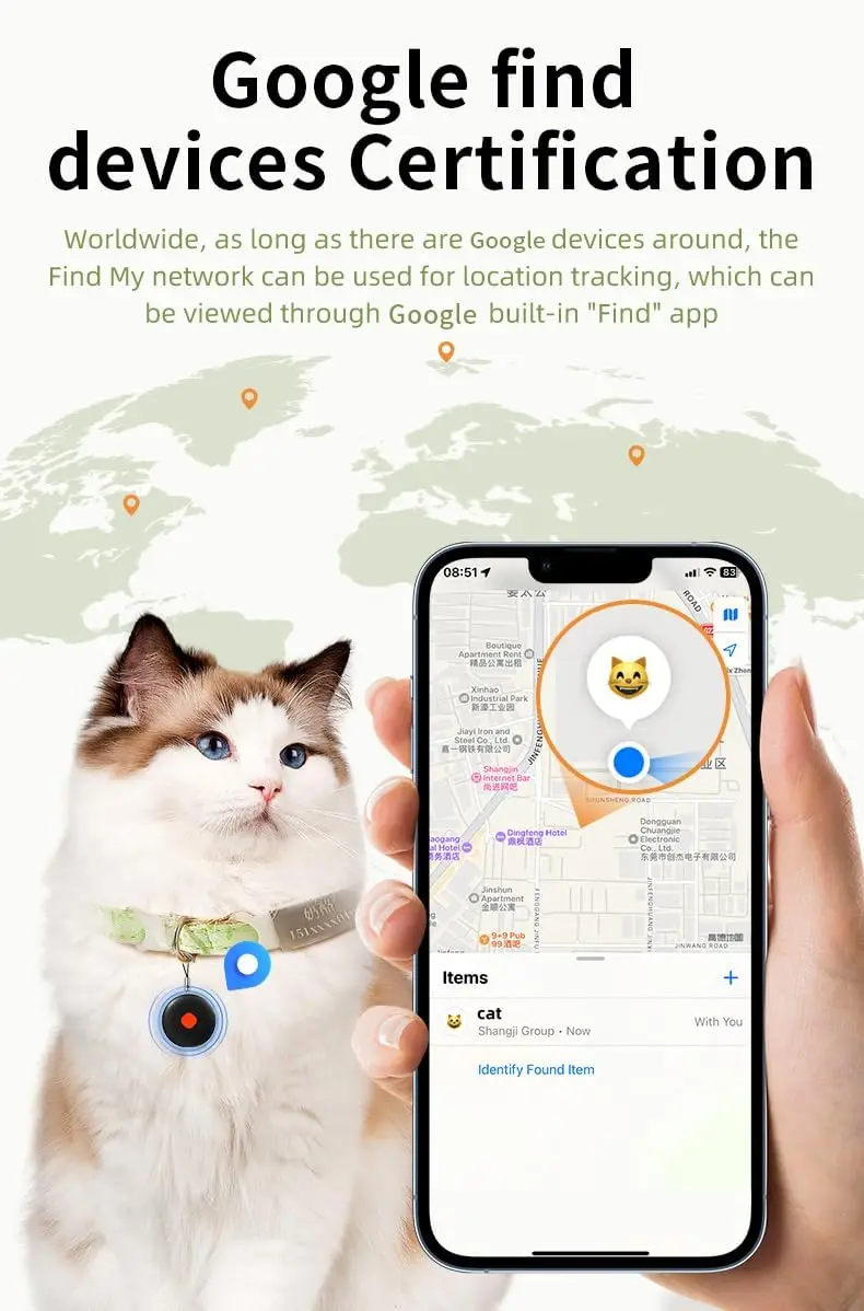 Mini Bluetooth Tracker for Android-Works with Google Find My Item Finder for Pet, Key, Car, Motorcy、backpack IP68 Waterproof