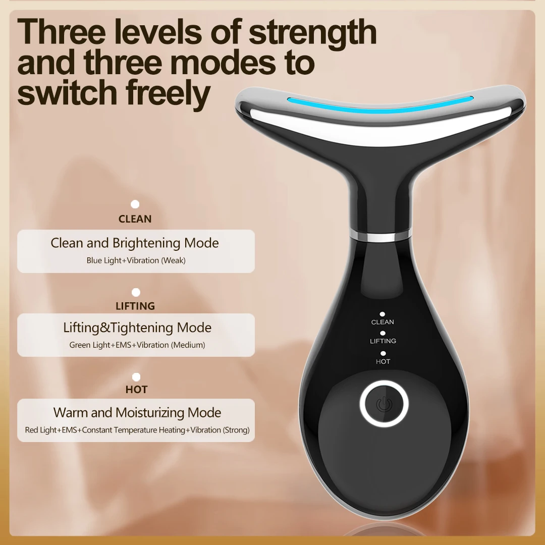 3 in 1 LED Neck Beauty Device Microcurrent Facial Massager Face Sculpting Tool for Daily Skincare Routine and Anti Aging