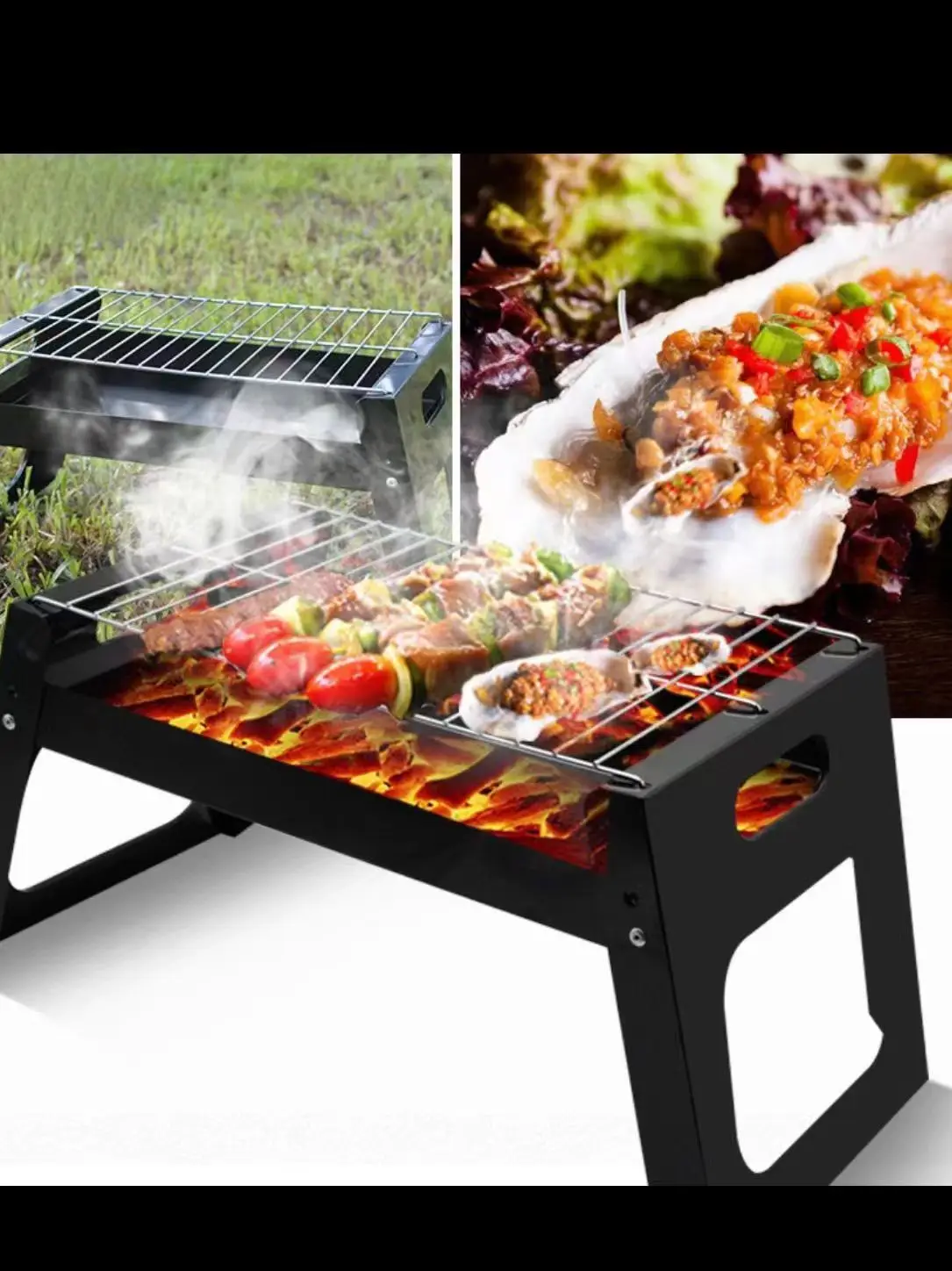 

BBQ Barbecue Rack Portable Small Outdoor Folding Barbecue Stove Camping Installation Simple Square BarbecueRack BBQ Tool