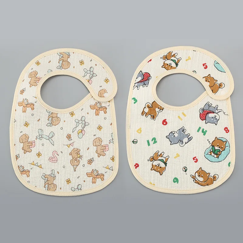 2pcs/set Summer Waterproof Baby Bibs New Cute Cotton Infant Bib Newborn Burp Cloths for Kids Boy Girl Soft Feeding Saliva Towel