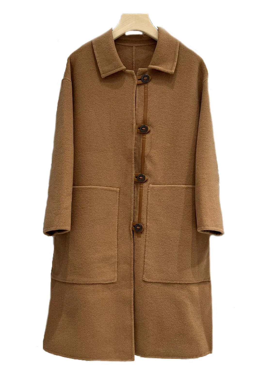 

Tweed coat lapel long loose fit single-breasted design warm and cozy 2023 winter new 1106
