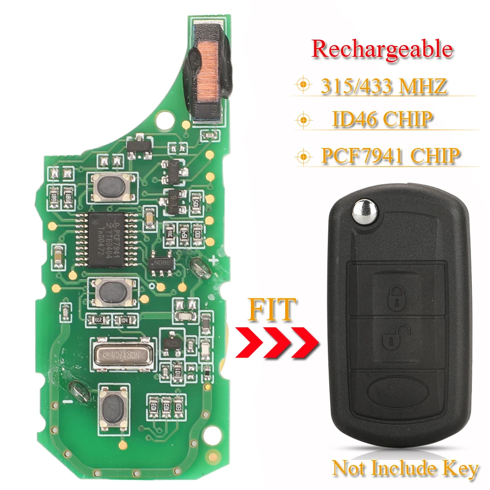 Jingyuqin Remote Car Key Circuit Board Fob 315/433Mhz Id46 Pcf7941 For Range Rover Sport Land Rover Discovery 3 Rechargeable