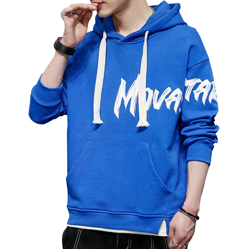 Men's Spring Autumn Hooded Letter Print Patchwork Pocket Long Sleeve T-shirt Sports Hoodies Casual Office Lady Vintage Tops