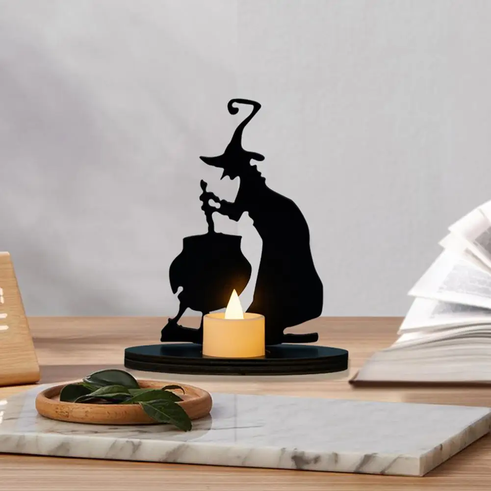 Ornamento Di Halloween Decorazioni Di Halloween Ornamento Di Strega Di Halloween Portacandele In Legno Spettrale Per La Festa Di Halloween