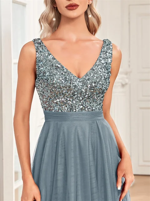 Aimee Sleeveless Sequins Cocktail Maxi Gowns 6