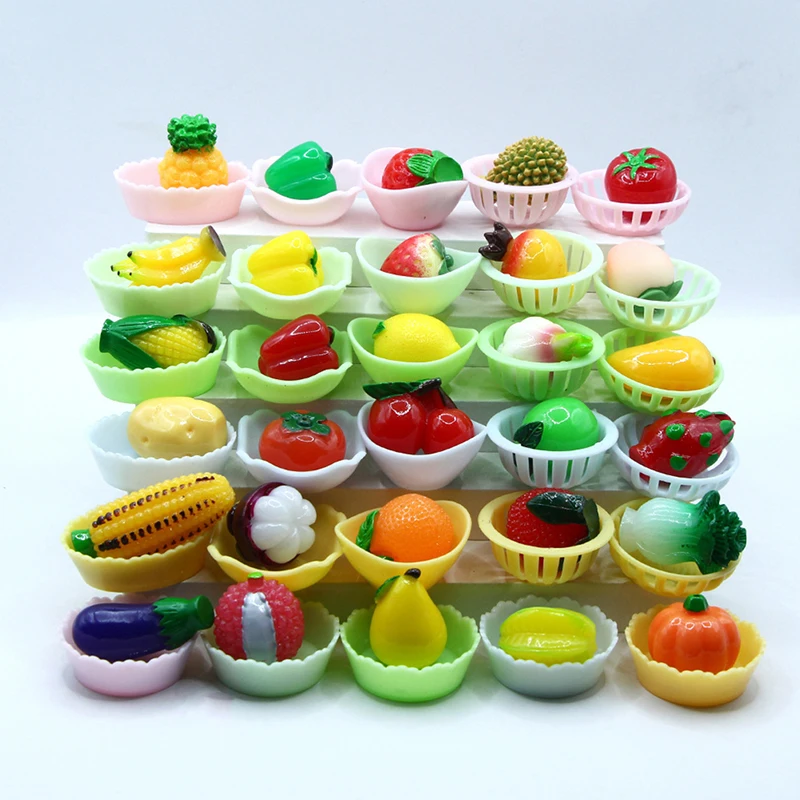 

5PCS Miniature Dollhouse Vegtable Basket Model DIY Handmade Doll House Bread Fruit Storage Basket Table Supplies Accessories