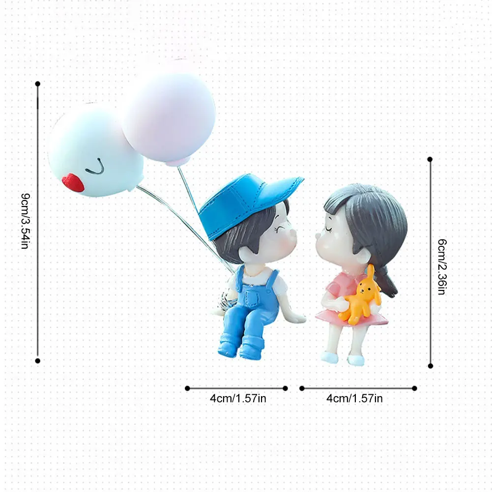 Car Ornaments Cute Cartoon Couples Action Figure Dashboard Figurines Balloon Car Decoration Interior Accessories for Girls Gifts