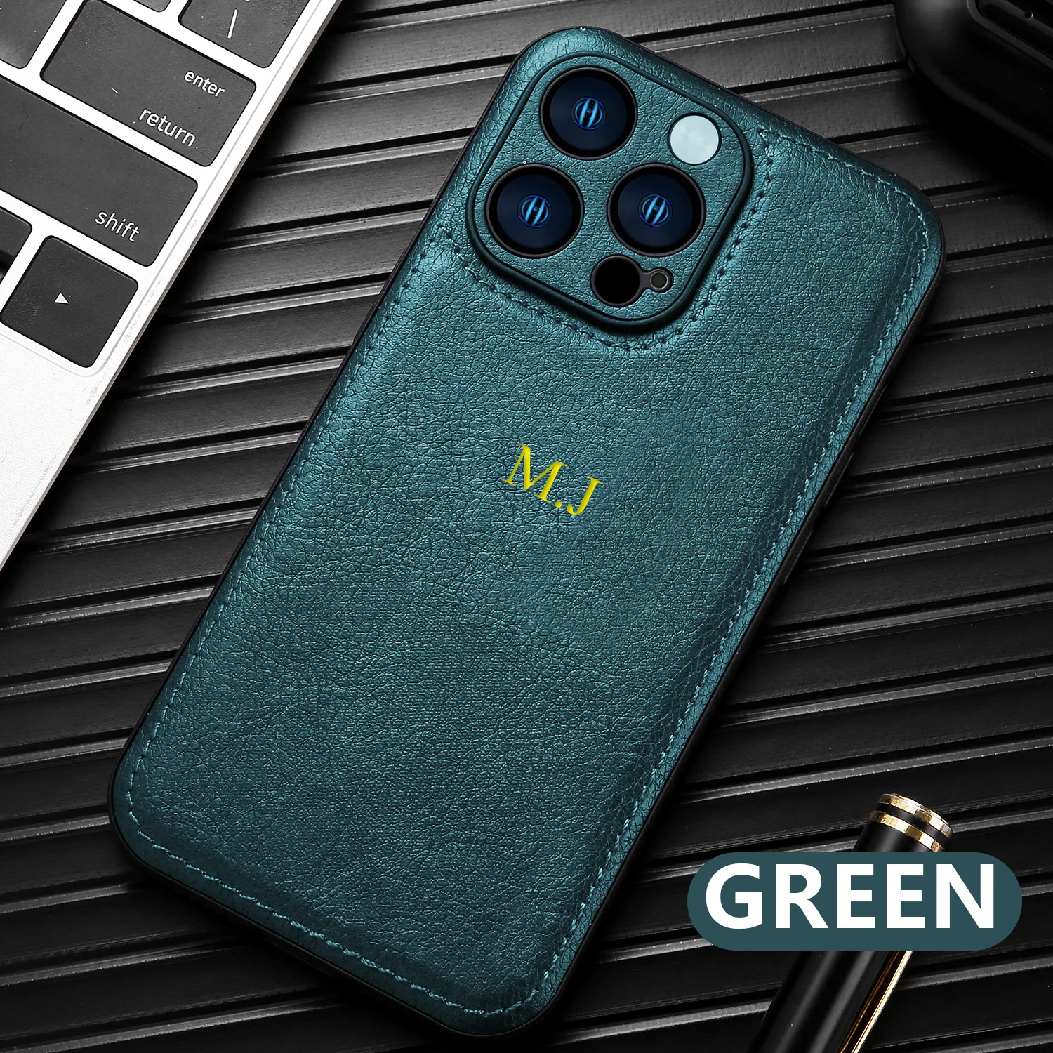 Personalized Custom Name Phone Case For iPhone 15 14 13 12 11 Pro Max 15 14 Plus Luxury Cowhide Leather Protection Back Cover