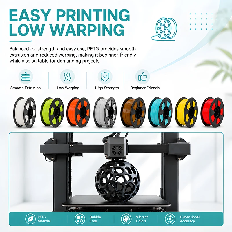 고속 무광 PETG 3D 필라멘트 1.75mm petg 멀티 컬러 조합 세트 FDM 3D 프린터 재료 DIY 선물 1KG/1롤