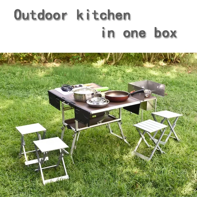 Outdoor Mobile Kitchen Stove Table Cabinet Set Car Self-Driving Travel Portable  Camping Picnic Cooker Pot Storage Box - AliExpress