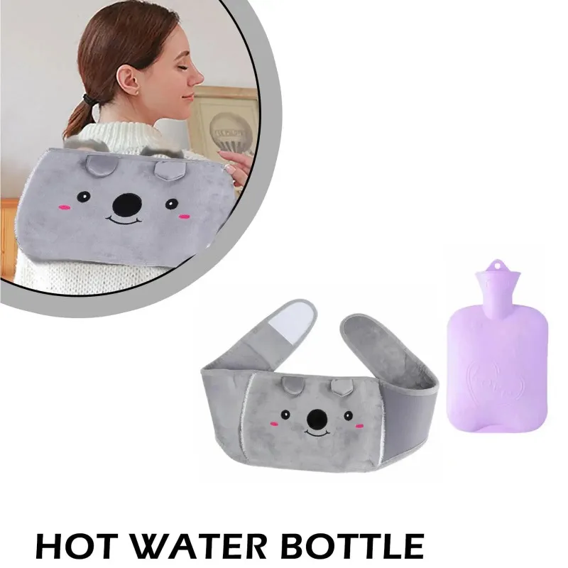 Set 3 in 1 Cartoon Hot Water Bottle Cover Warm Plush Pouch Bag Covers Waist Belt 1000ml Water Bottle Universal Warm Bag Cover