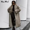 Neo Mint Luxury Mob Wife Aesthetic Long Faux Fur Coat Women Winter 2024 Fluffy Gradient Fox Fur Jacket Female Furry Overcoat 1