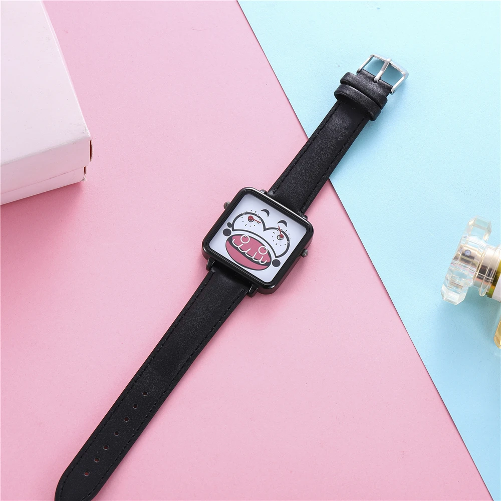 Fashion 2023 Brand Anime Men's And Women's Quartz Watches Creative Dual Pin Design Lady Waterproof Watch Casual PU Leather Clock