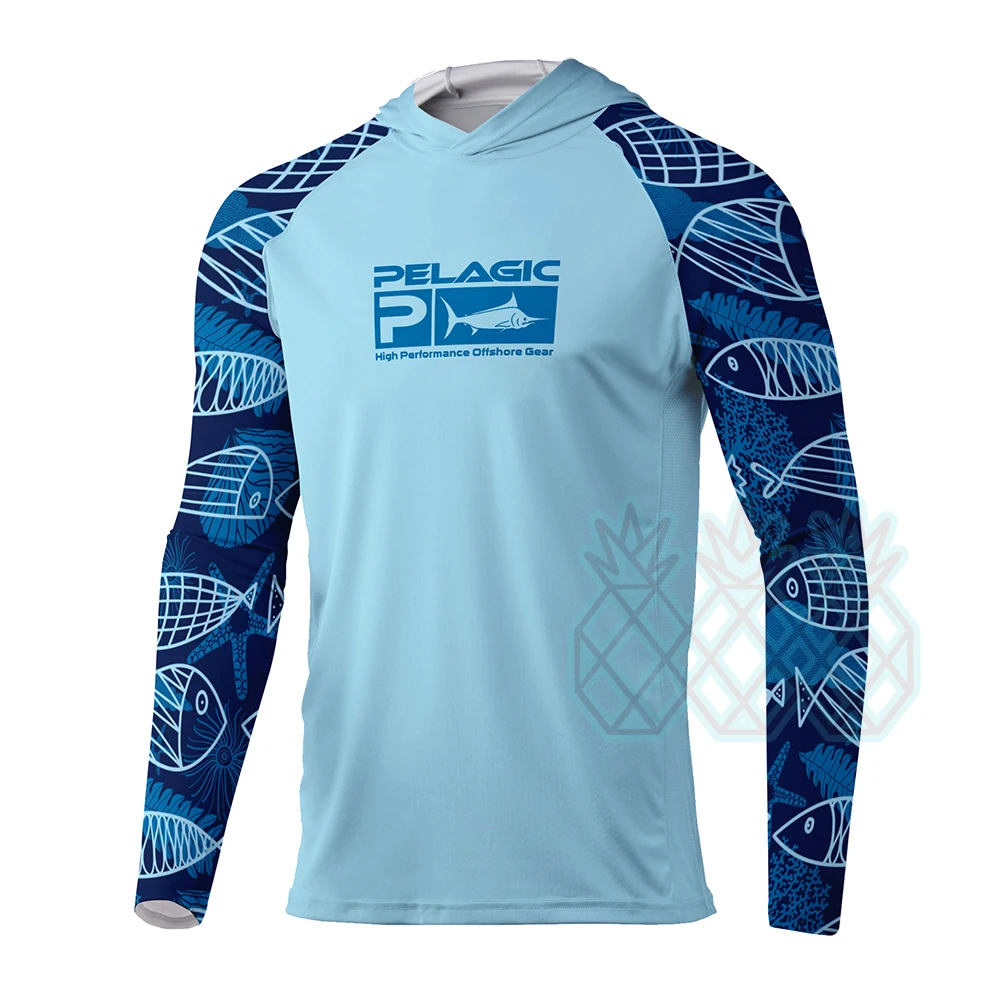 

PELAGIC Men's Long Sleeve Fishing UV Performance Shirts Upf 50+ Fishing Clothing Quick-drying Fishing Hoodie Tops Camisa Pesca