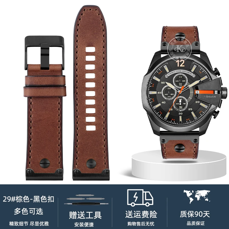 Quality Genuine Retro Leather Watchband for Men – Vintage Italian Leather Strap 22mm, 24mm, 26mm
