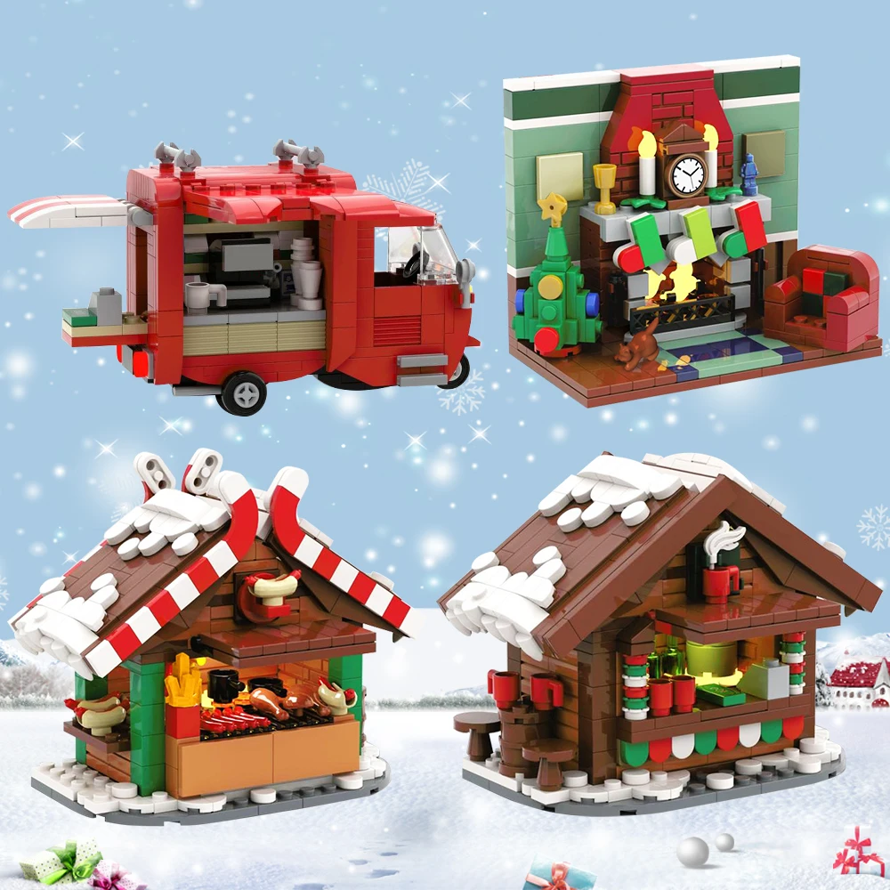 MOC Winter Countryside Christmas Decorate Building Block Set Christmas Cabin Coffee Cart Hot Drinks Christma series Kid Toy Gift 1 MOC Winter Countryside Christmas Decorate Building Block Set Christmas Cabin Coffee Cart Hot Drinks Christma series Kid Toy Gift 1