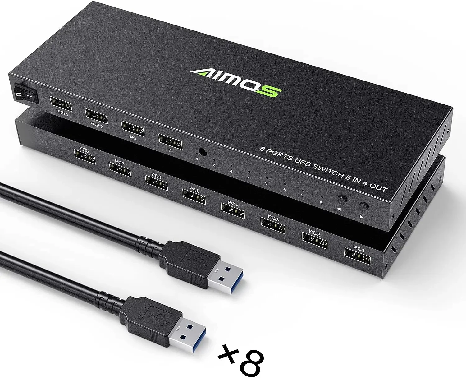 

AIMOS KVM 8 in 4 Out USB Printer Sharer Switcher Hub 8 PC Sharing 4 USB Devices Switch Box for Mouse, Keyboard, Scanner, Etc