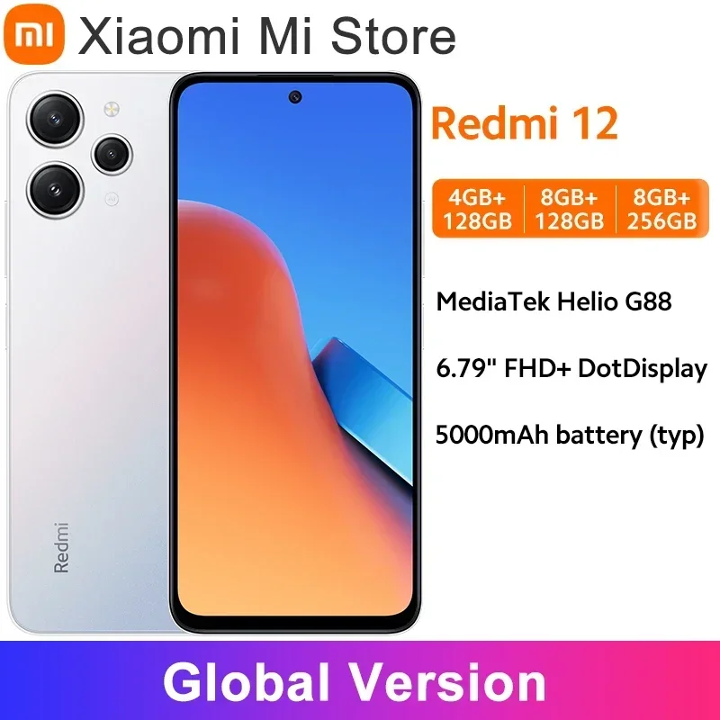 Redmi 12 Versione Globale Xiaomi Mtk Helio G88 18W Ricarica Batteria 5000Mah 90Hz Display 50Mp Ai Tripla Fotocamera Ip53