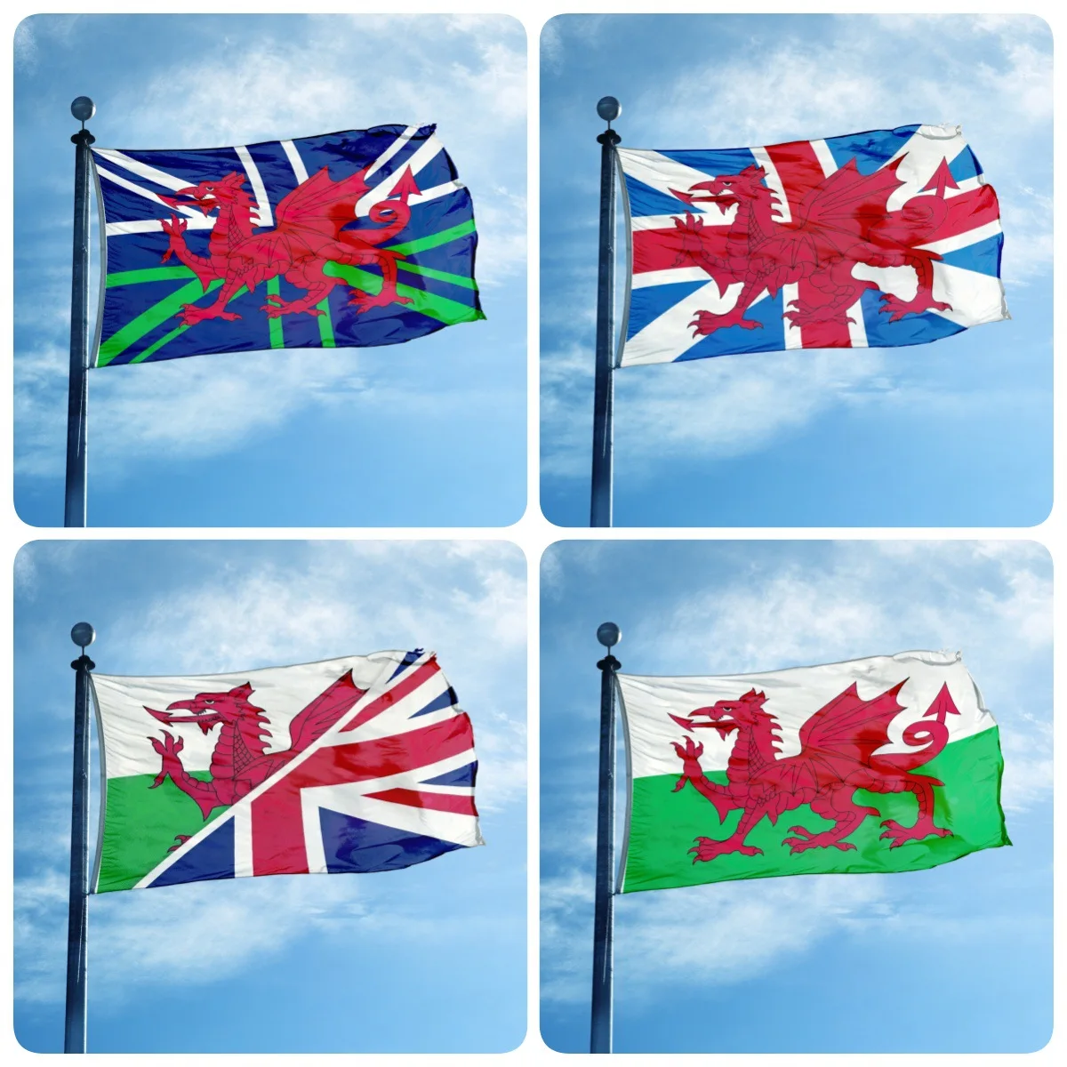 Walisische Flagge mit Union-Jack, modernes abstraktes Ölgemälde, Welsh-Heritage Endowed Life, gedruckte Flagge, Kulturveranstaltungshintergründe – Detail 3