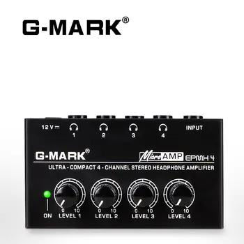 헤드폰 앰프 G-MARK EPMH4 4 채널 메탈 스테레오 오디오 미니 이어폰 스플리터, 전원 어댑터 포함