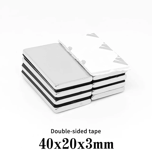 20 X Neodimio Imán Autoadhesivo Bloque 40x12x1MM Klebemagnete 3M Cinta  Adhesiva