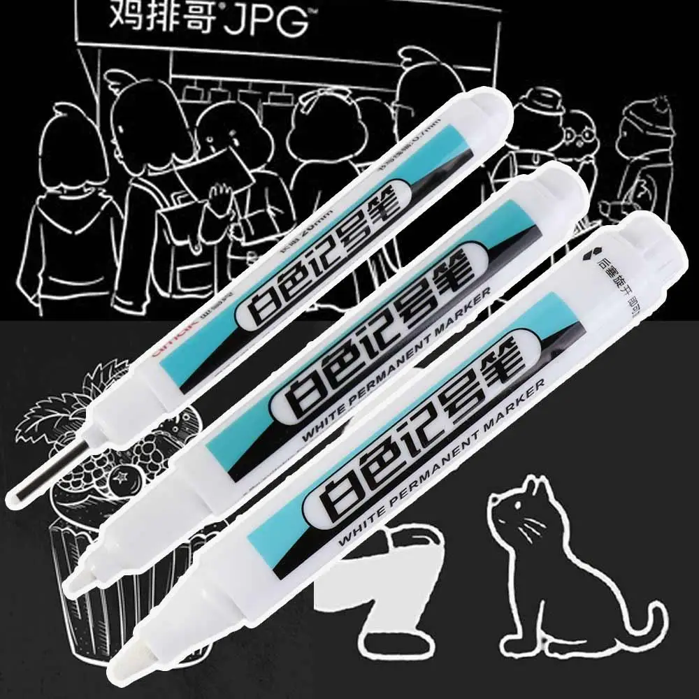0.7mm/1.0mm/.2.5mm White Permanent Paint Pen Waterproof Smooth Writing White Marker Pens Not Dirty Hands Widely Used - 4