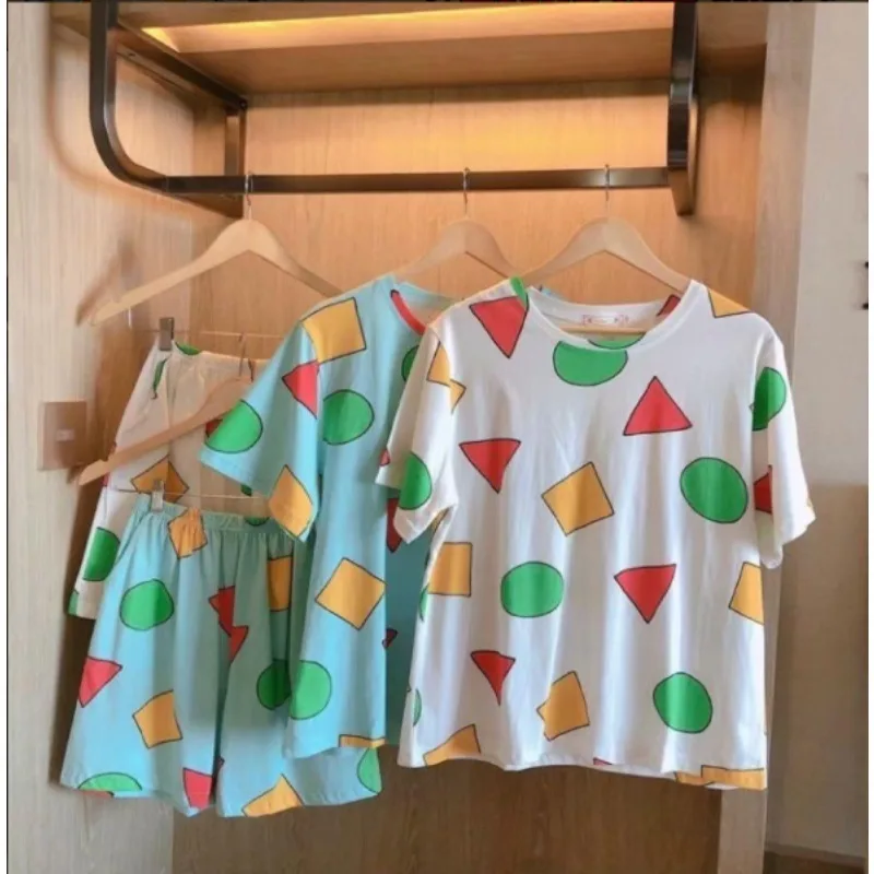 Summer Casual Couple Pajamas Set Cute Cartoon Print Short-sleeved Sleepwear Daily Fashion Loose Home Pajamas Japanese pajama sets