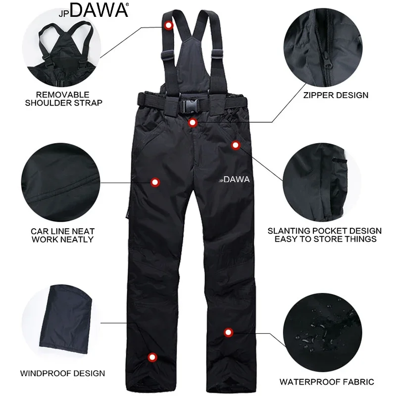Goose Down Fishing Jacket Winter Skiing Suit Men Windproof Skiing White Suit Vest Pants Set Snow Snowboard Suit