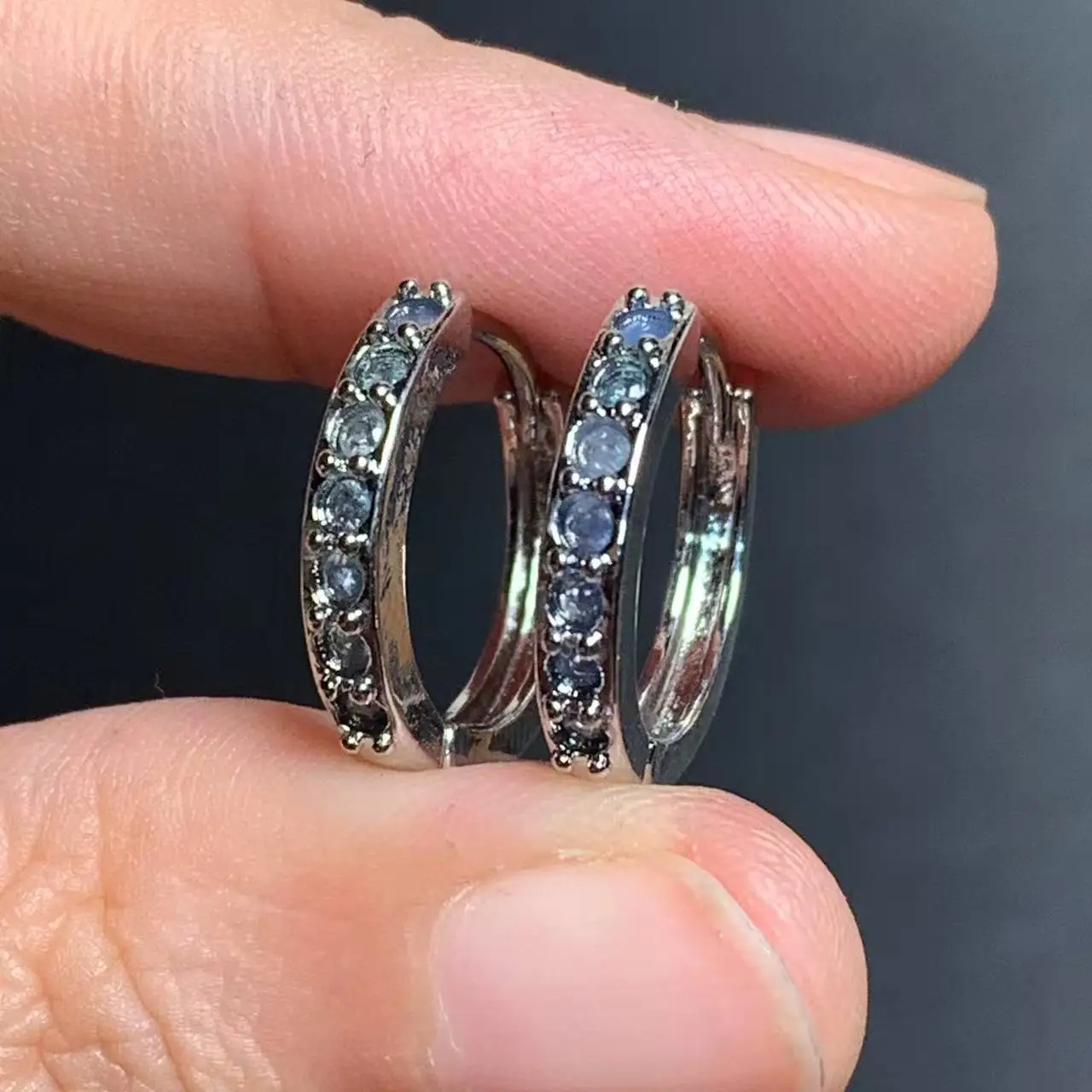 Vintage Natural sapphire Hoop Earrings Simple Classic Round Circle Gemstone Jewelry Handmade