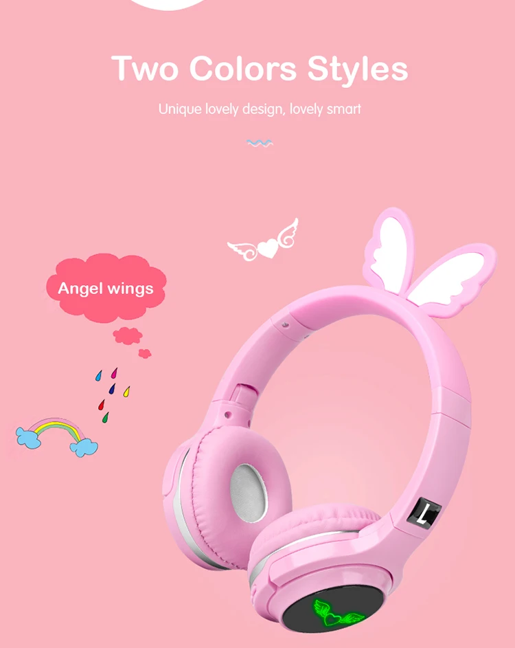

Cartoon Bluetooth 5.0 Draadloze Headset Opvouwbare Cartoon Serie Led Draadloze Sport Auriculares Kinderen Gift Voor Xiaomi Huawe