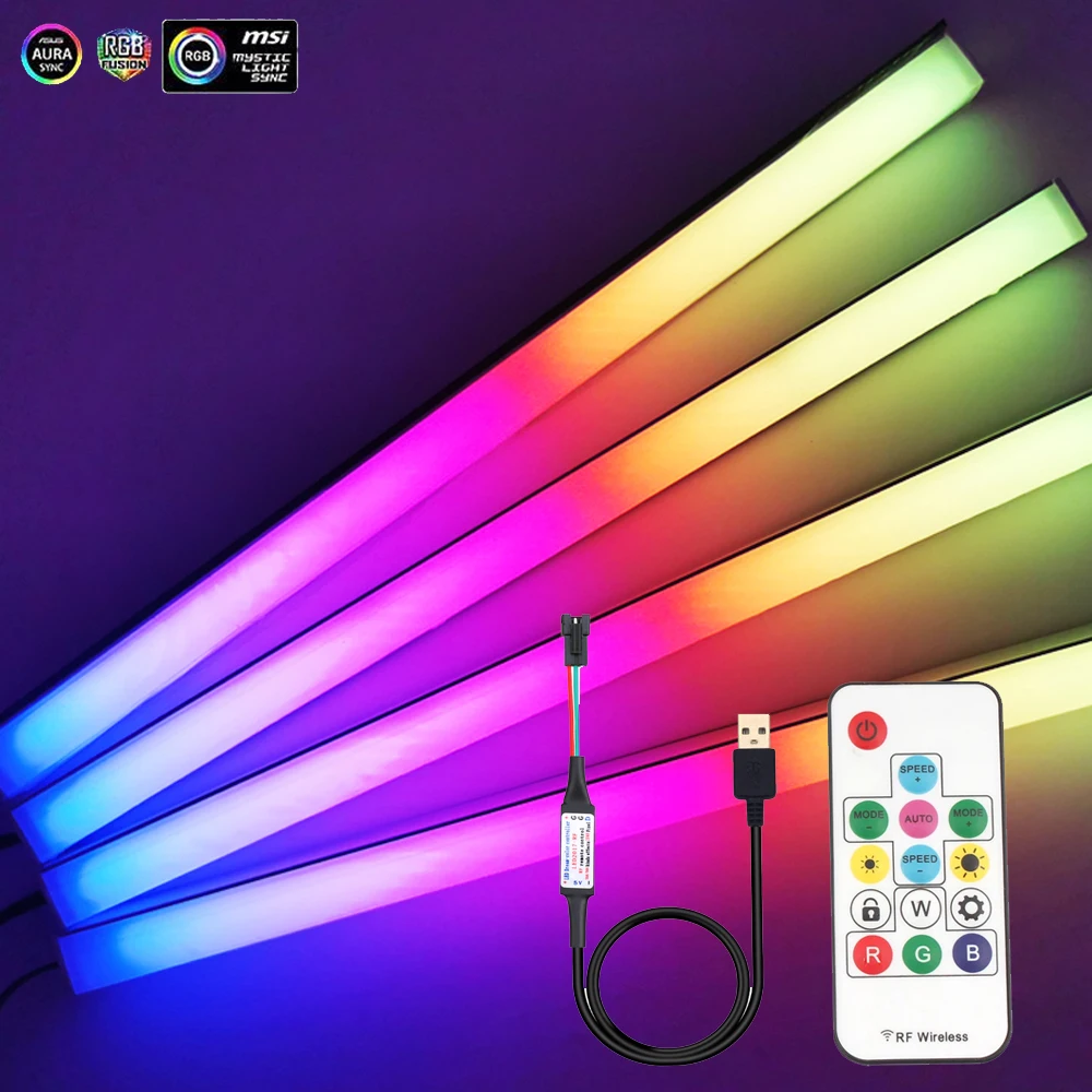 5V 3PIN ARGB 마더 보드 라이트 스트립, PC 게임 라이트, 알루미늄 WS2812B RGB LED 마그네틱 컴퓨터 ...