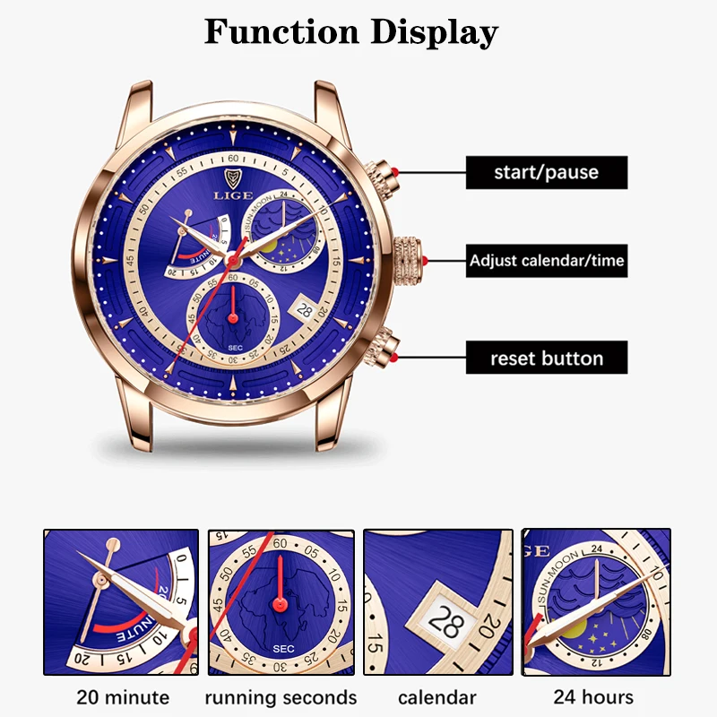 LIGE Leather Waterproof Luminous Quartz Men Watch Fashion Luxury Man Watch Military Casual Sport Classic Wristwatch For Men Date
