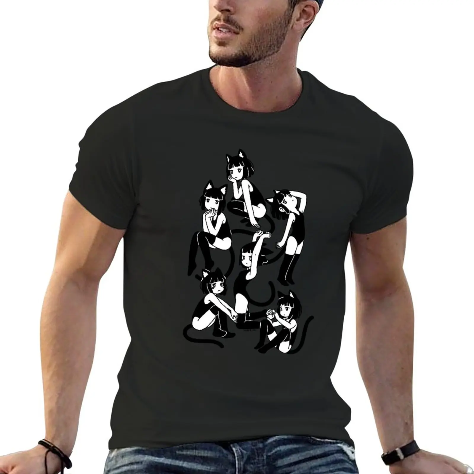 

Cat Girls 2 Pattern T-Shirt Tee shirt summer top cute tops men workout shirt