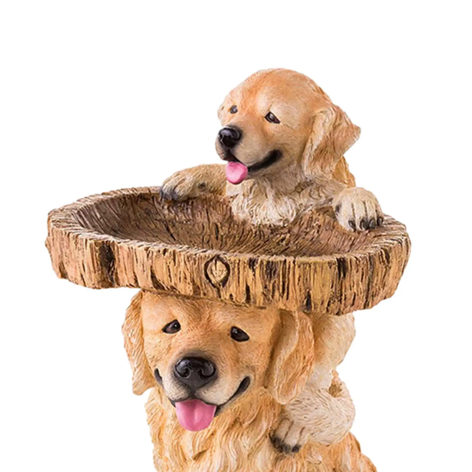 Dog Statue Figurine Feeding Station Resin Feeder Garden Bird Bath Bowl for Park Housewarming Backyard Porch Attracting Birds