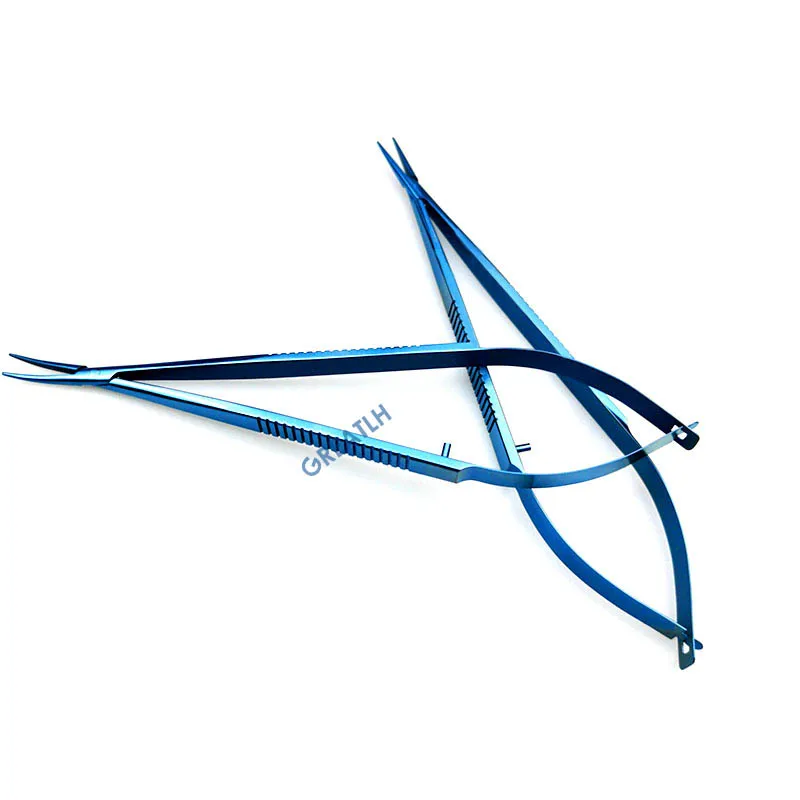 

Straight Curved Needle Holder with Lock Without Lock Cosmetic Pin Clamp Tweezers Titanium Alloy Ophthalmic Instrument