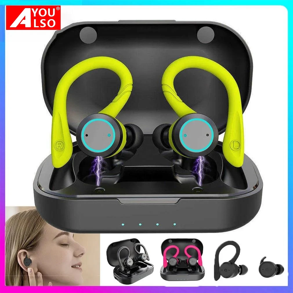 

Swimming Bluetooth Earphone Sport Wireless Headset 20 Hours Play time TWS Ipx7 Waterproof Earbuds Stereo Earhook With Mic