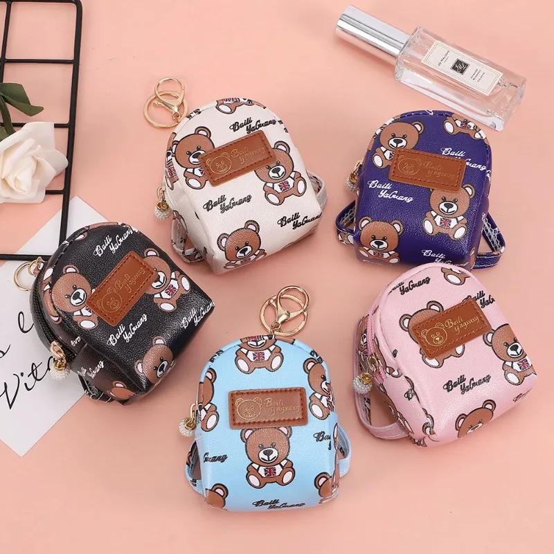 

New cute bear coin purse with portable earphone bag data cable mini storage bag key small bag