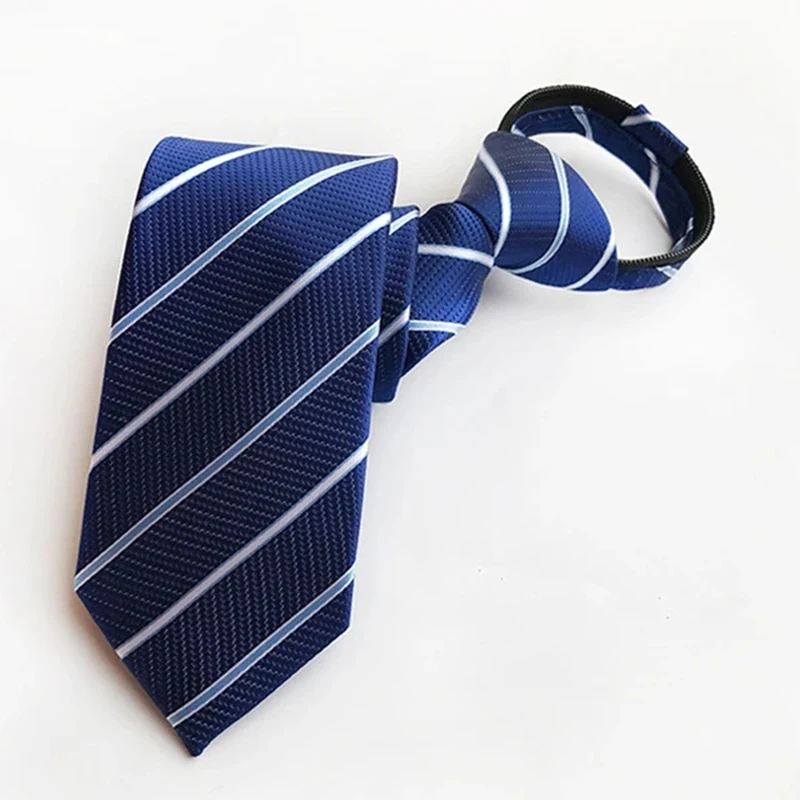 8cm Width Pre-tied Zipper Neck Tie Striped Polka Dots Neckties For Men Corbatas Gravata Slim Suits Jacquard Cravat Tie neck tie
