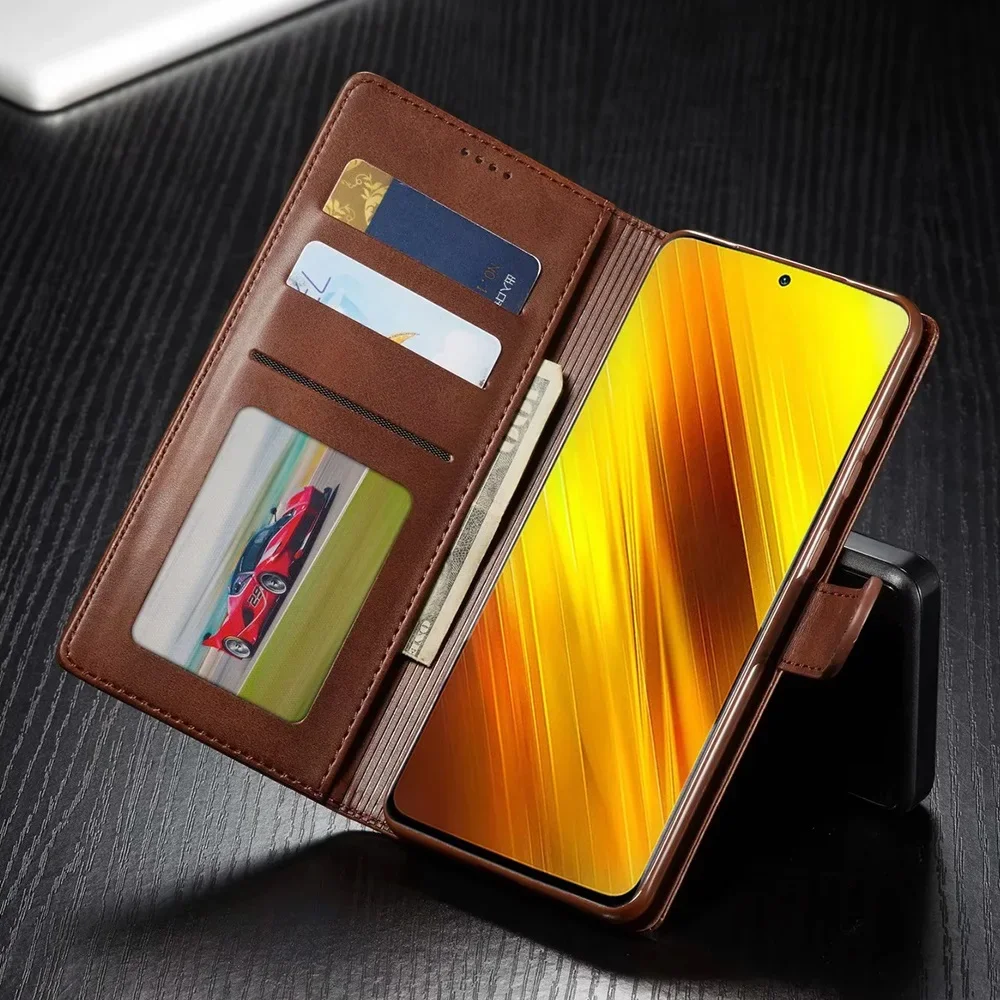 Leather Wallet Case Xiaomi Poco X3 X4 X5 X7 M4 M3 15T 14T 12T 11T Pro NFC Flip