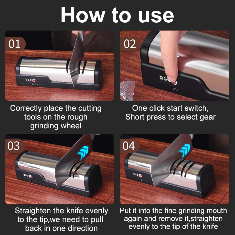 전기 칼갈이 빠른 연마 도구 충전식 미끄럼 방지 패드 휴대용 주방 칼날 연마기