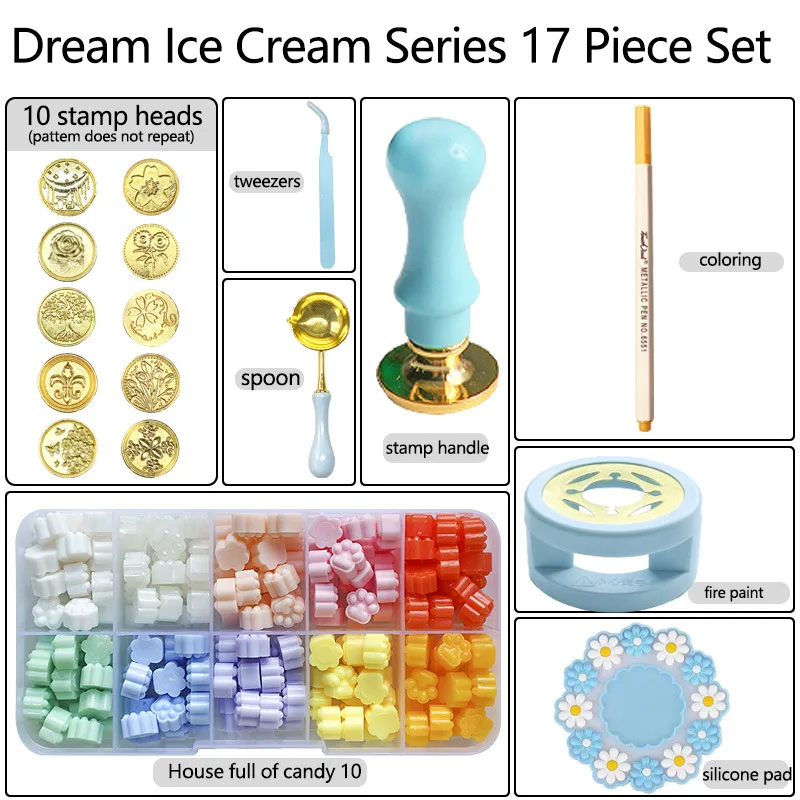 Wax Seal Stamp Kit Lacquered Sealing DIY Decoration For Wedding Valentine's Day Party Invitation Scrapbook Craft Gifts 17Pcs/set wax seal stamp lacquer seal set