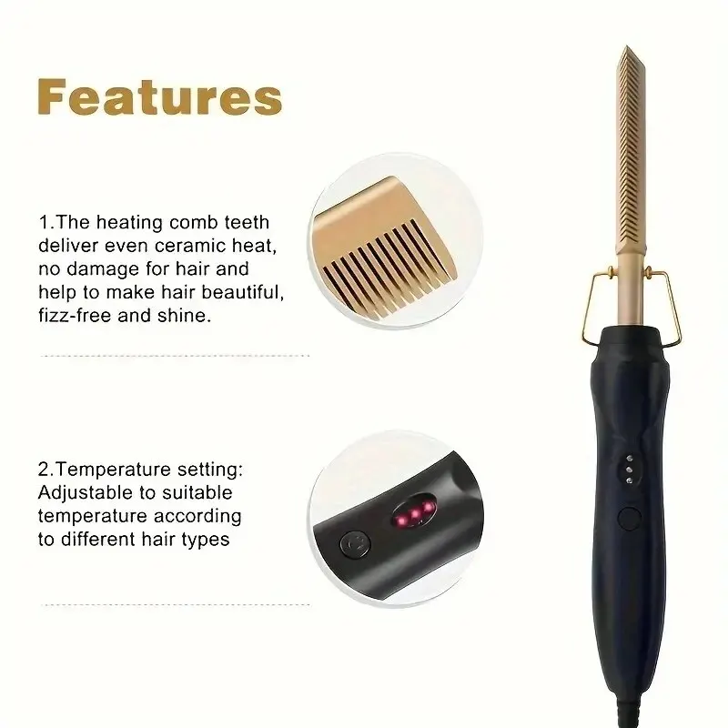 Straight hair comb, bangs, dry and wet dual-use copper comb, straight hair curling iron, household curling iron 2