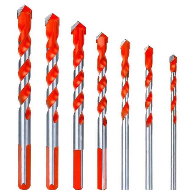 Jeu de forets à percussion en carbure, outils de forage multifonctionnels pour trous triangulaires 3-12mm pour le perçage de carreaux de verre, de céramique, de béton et de briques 1